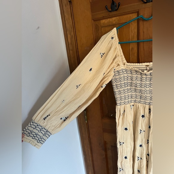 Free People embroidered detail boho crinkle jumpsuit in ecru - Picture 5 of 8